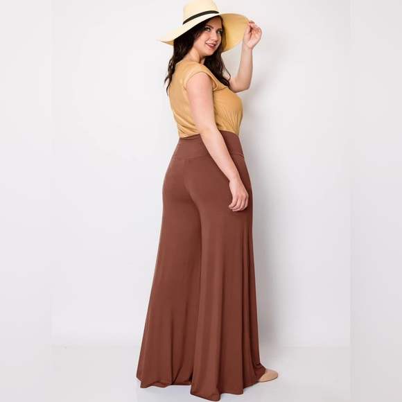 Women's Casual Comfy Wide Leg Palazzo Lounge Pants -rust - Picture 4 of 5